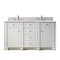 James Martin Vanities Bristol 60in Double Vanity, Bright White w/ 3 CM Eternal Jasmine Pearl Quartz Top 157-V60D-BW-3EJP - alternate 1